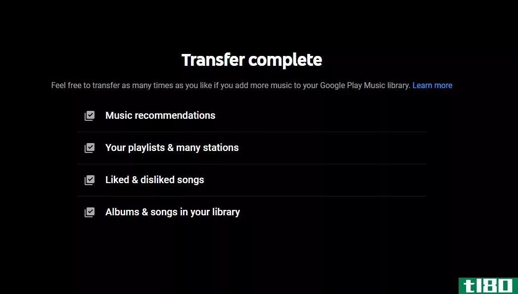 youtube music transfer complete
