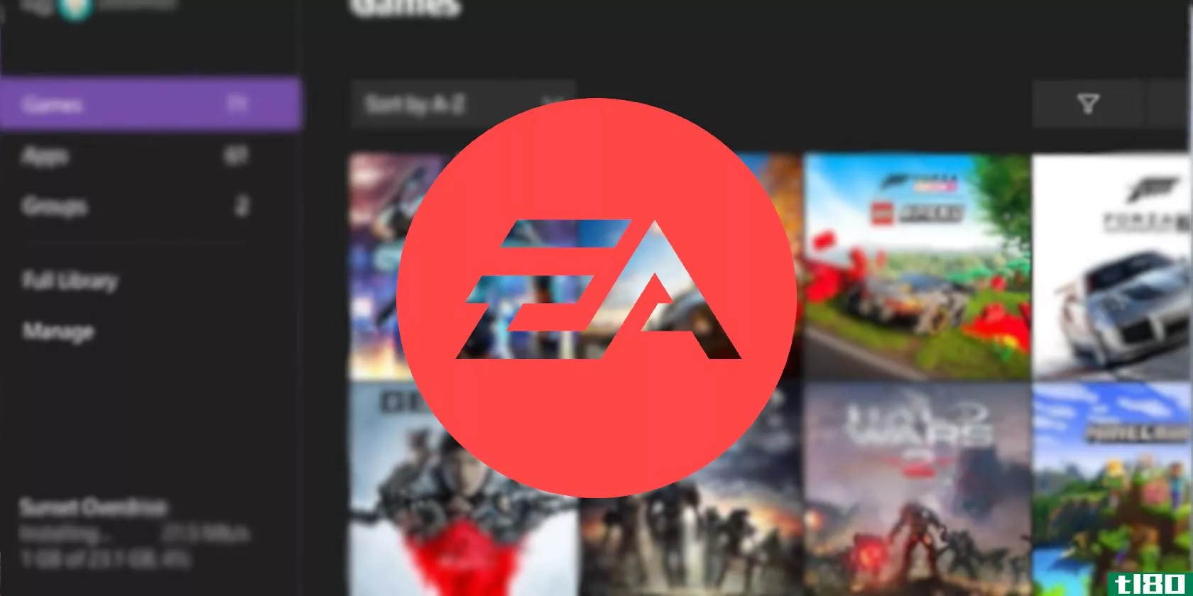 EA Play logo on Xbox Game Pass blurred background