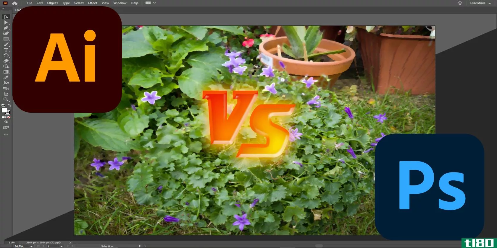 illustrator VS photoshop split screen