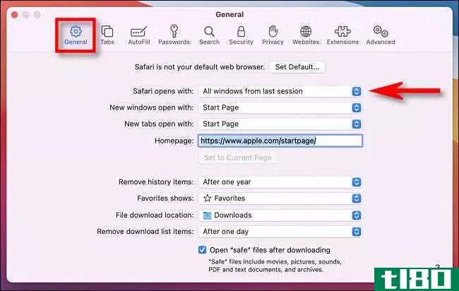 如何使safari始终打开mac上以前的选项卡