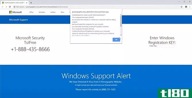 windows fake ****ographic virus alert