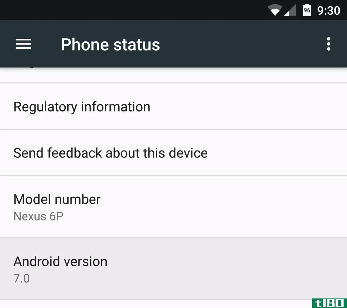 Android version in settings