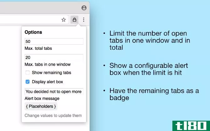 Tab Limiter limits the number of tabs you can open in Chrome, keeping you focused