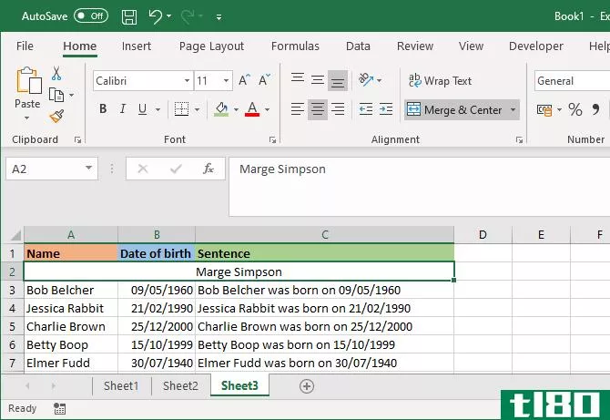 excel merge and center