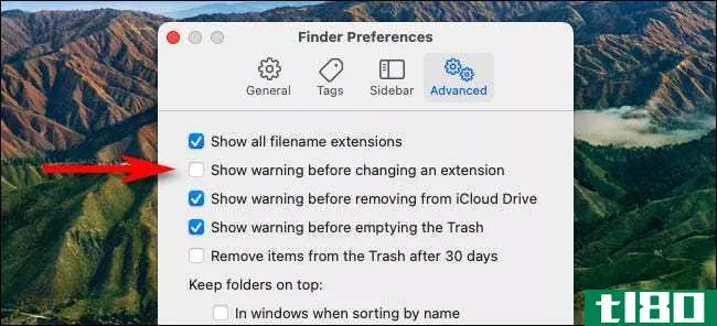 如何在mac上禁用“更改文件扩展名”警告
