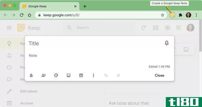 Create A Google Keep Note for Chrome