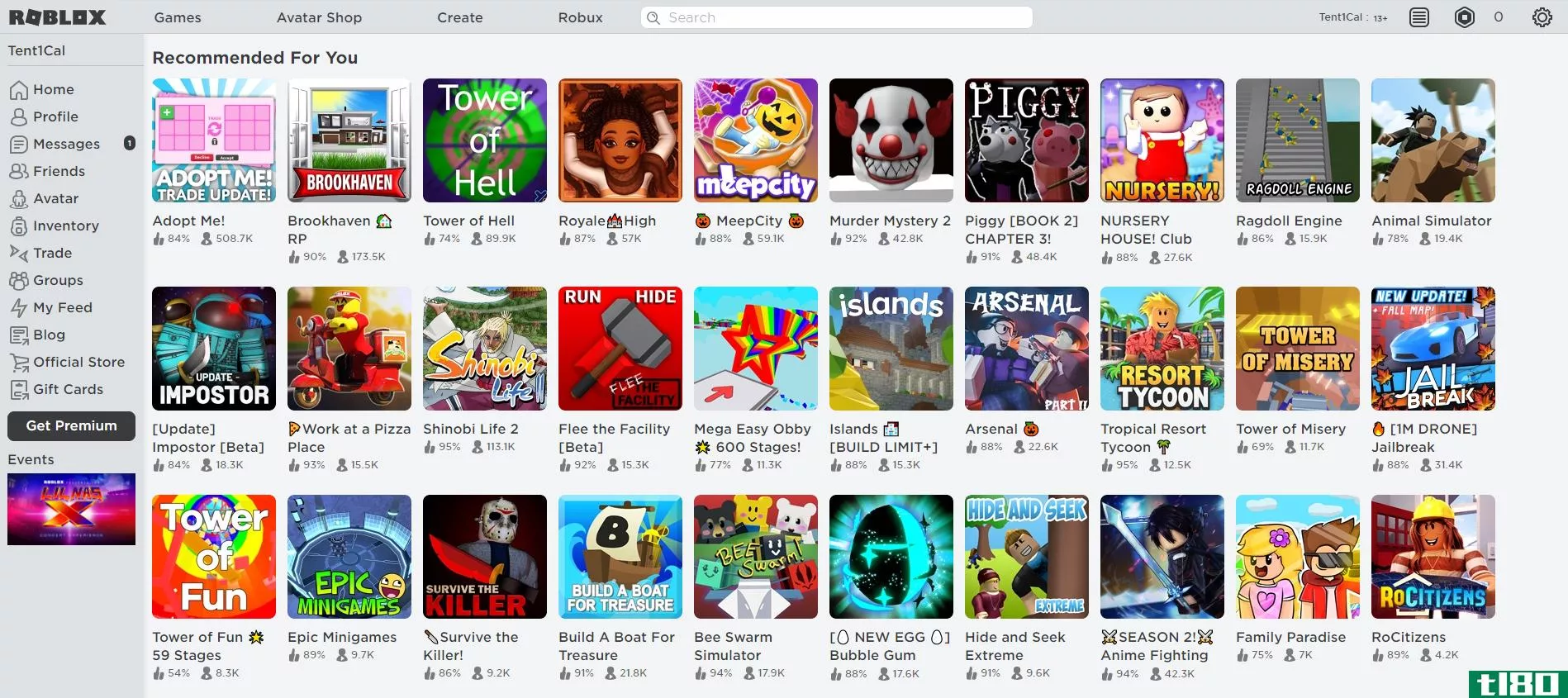 roblox recommended for you games screen