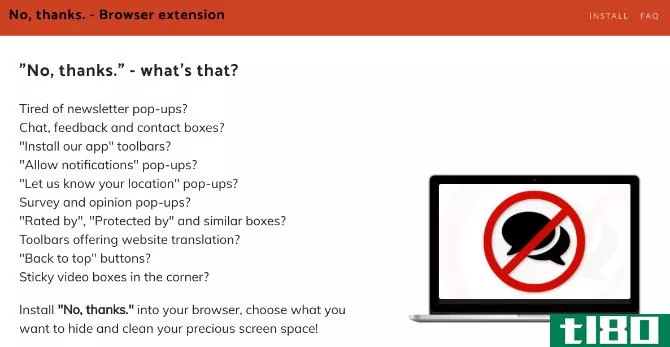 No, Thanks is a paid extension to fix many browser annoyances in one go