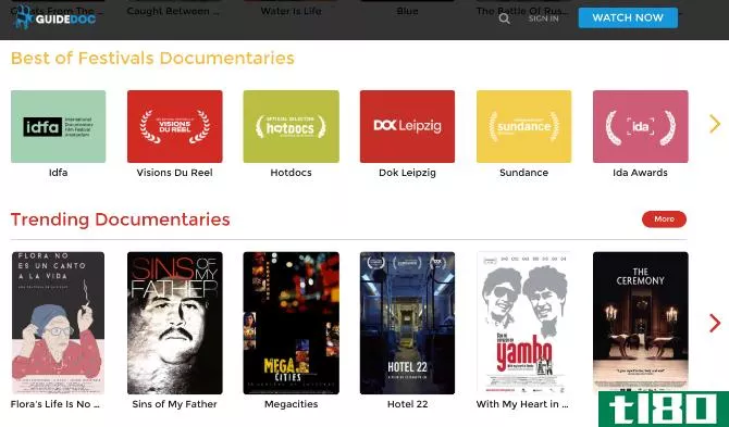GuideDoc collects and streams the best documentary films and series from documentary award shows