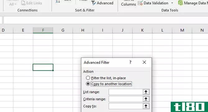 Select the advanced filter on the new sheet