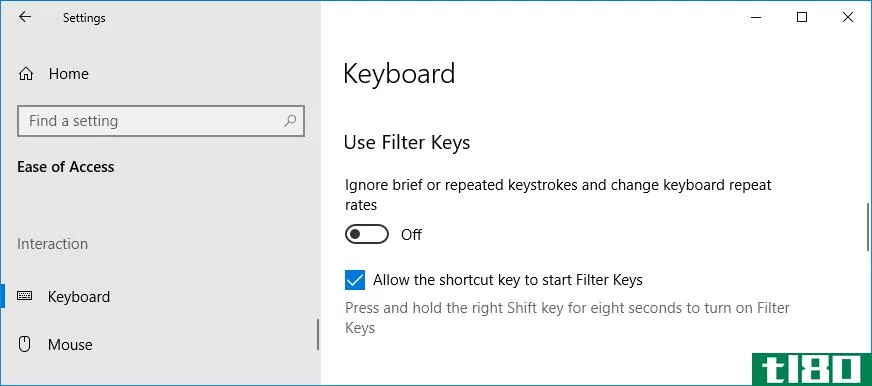 windows 10 filter keys