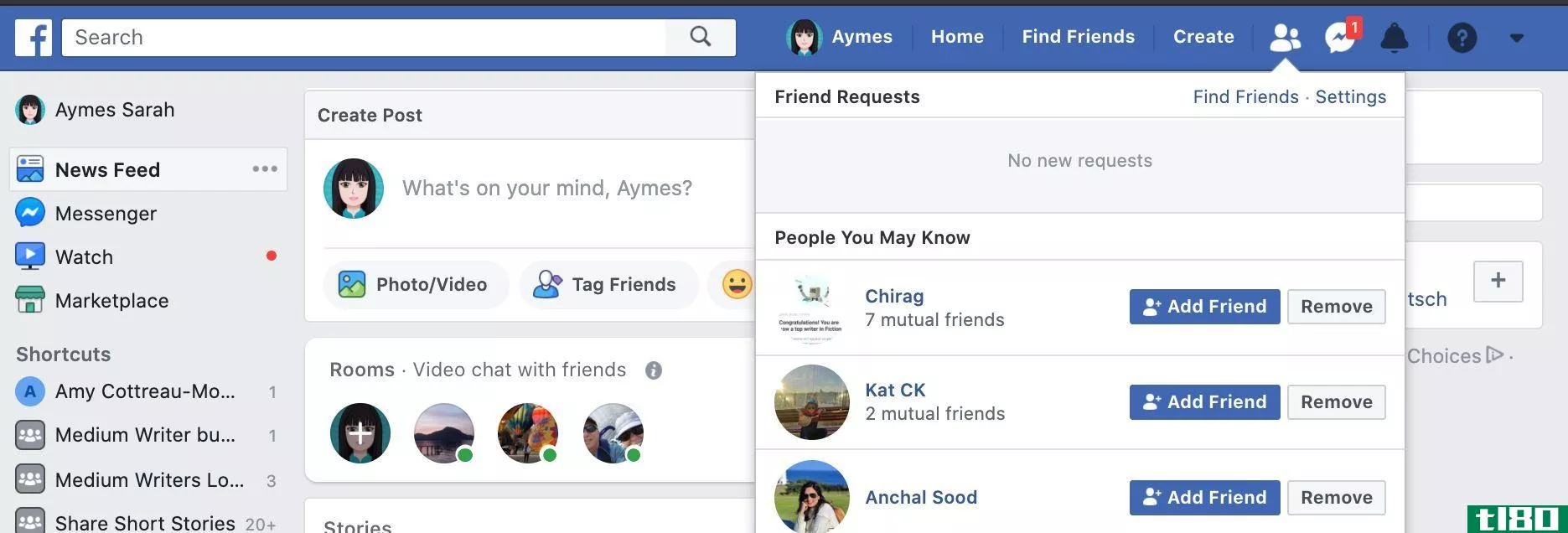 Facebook friend requests and timeline