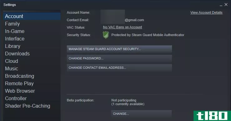 Steam Account Security Page