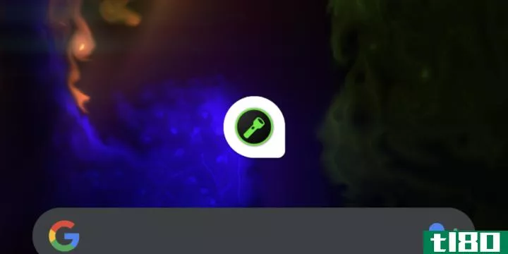the android shortcut bar with a flashlight icon