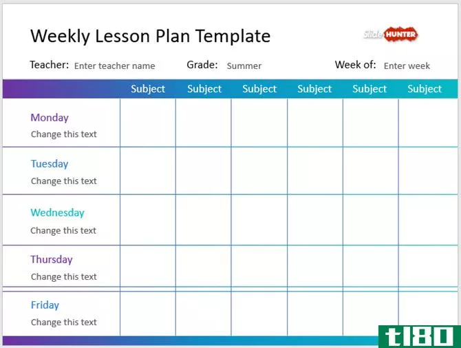 weekly lesson plan powerpoint template