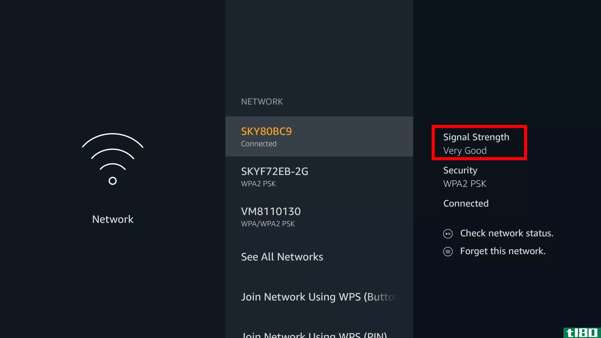 fire stick check network connection
