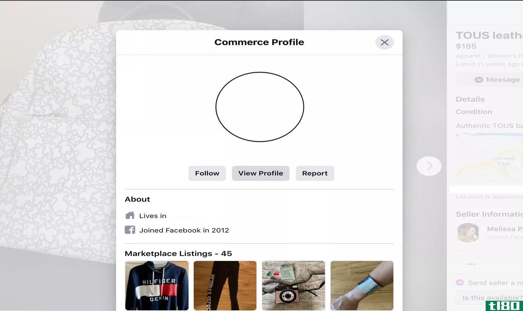 Facebook Marketplace profile