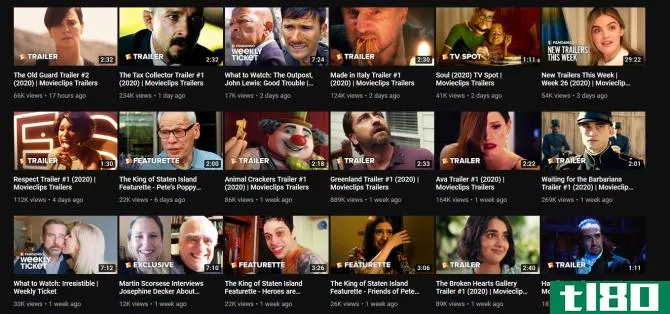 YouTube movie trailers