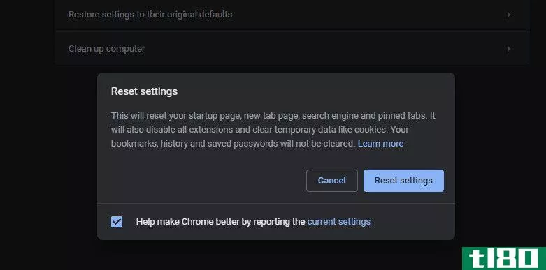 Restoring Chrome to factory settings
