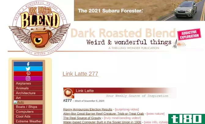 Find the Weird and Wonderful side of the Web at Dark Roasted Blend's weekly link roundup