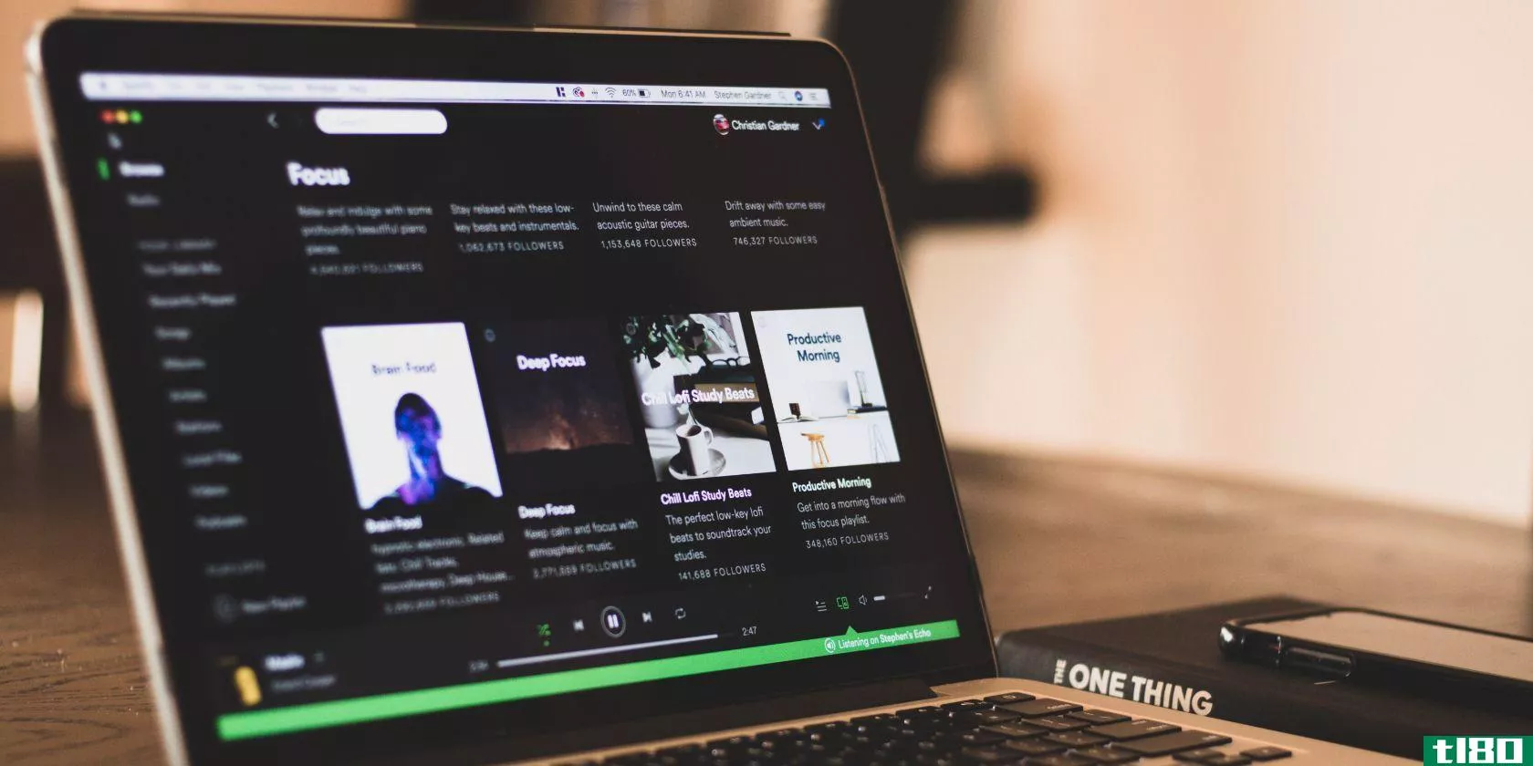 Spotify on a MacBook computer