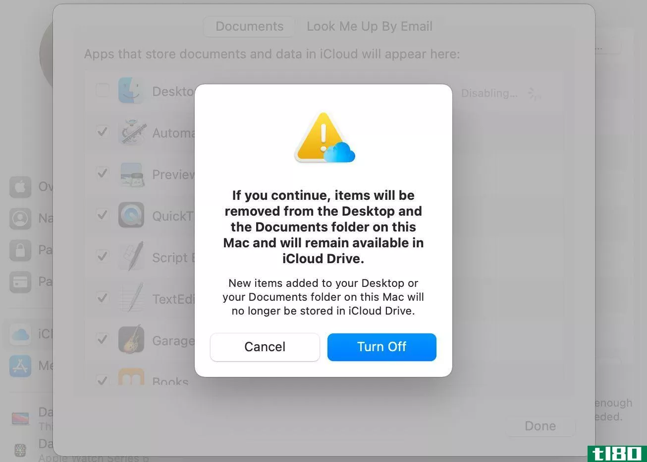 Turn Off iCloud Desktop & Documents Folders feature