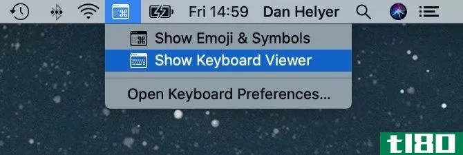 Show Keyboard Viewer option in Mac menu bar