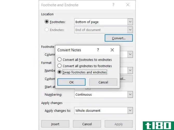 Swap Footnotes and Endnotes in Word