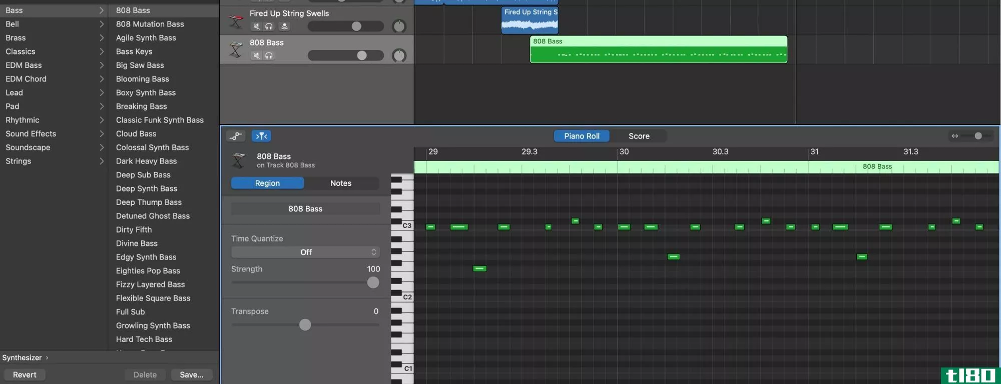 Editing MIDI notes in GarageBand