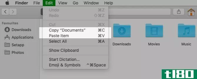 Copy and paste menu opti*** in Finder on Mac