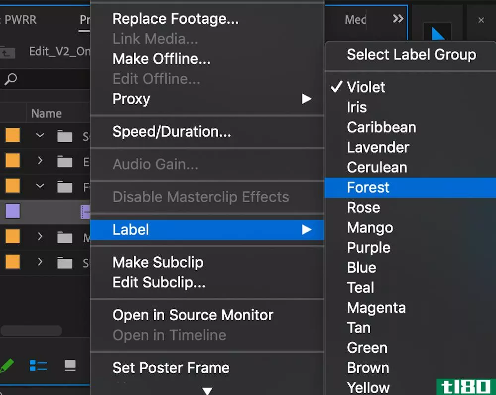 Labeling footage in Premiere