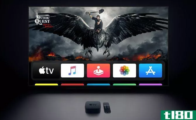 Apple TV 4K with TV showing HDR video