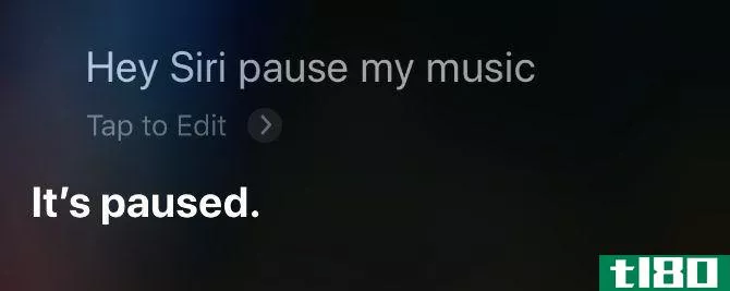 Siri screen pausing music on iPhone