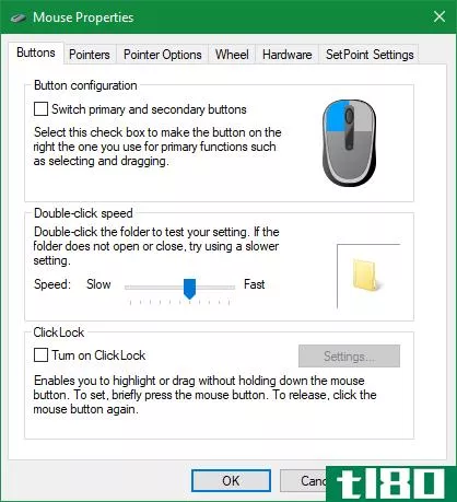 Windows 10 Mouse Click Properties