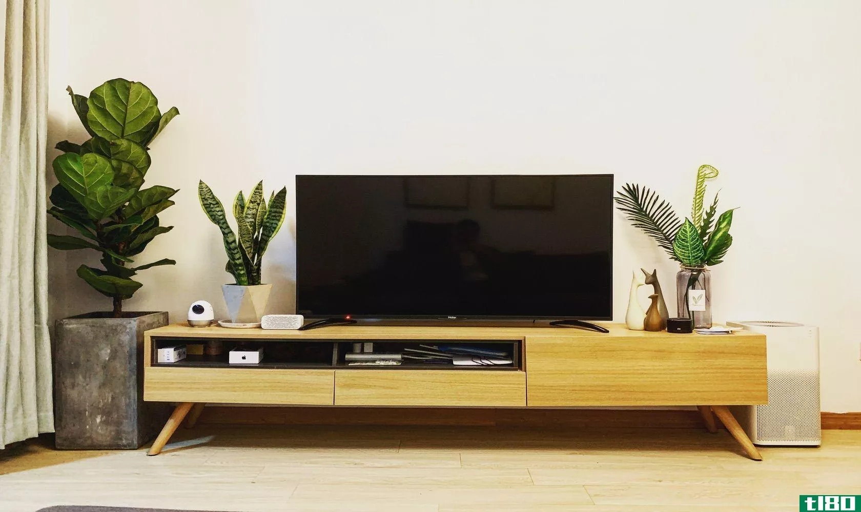 television on TV stand