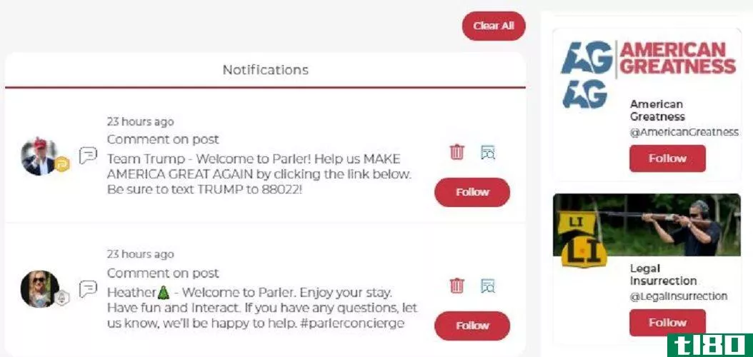 parler welcome messages