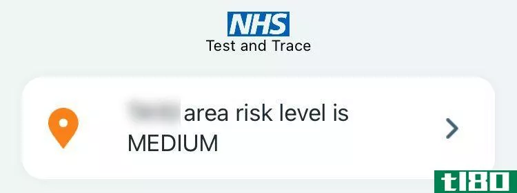 Area risk level in NHS COVID-19 app