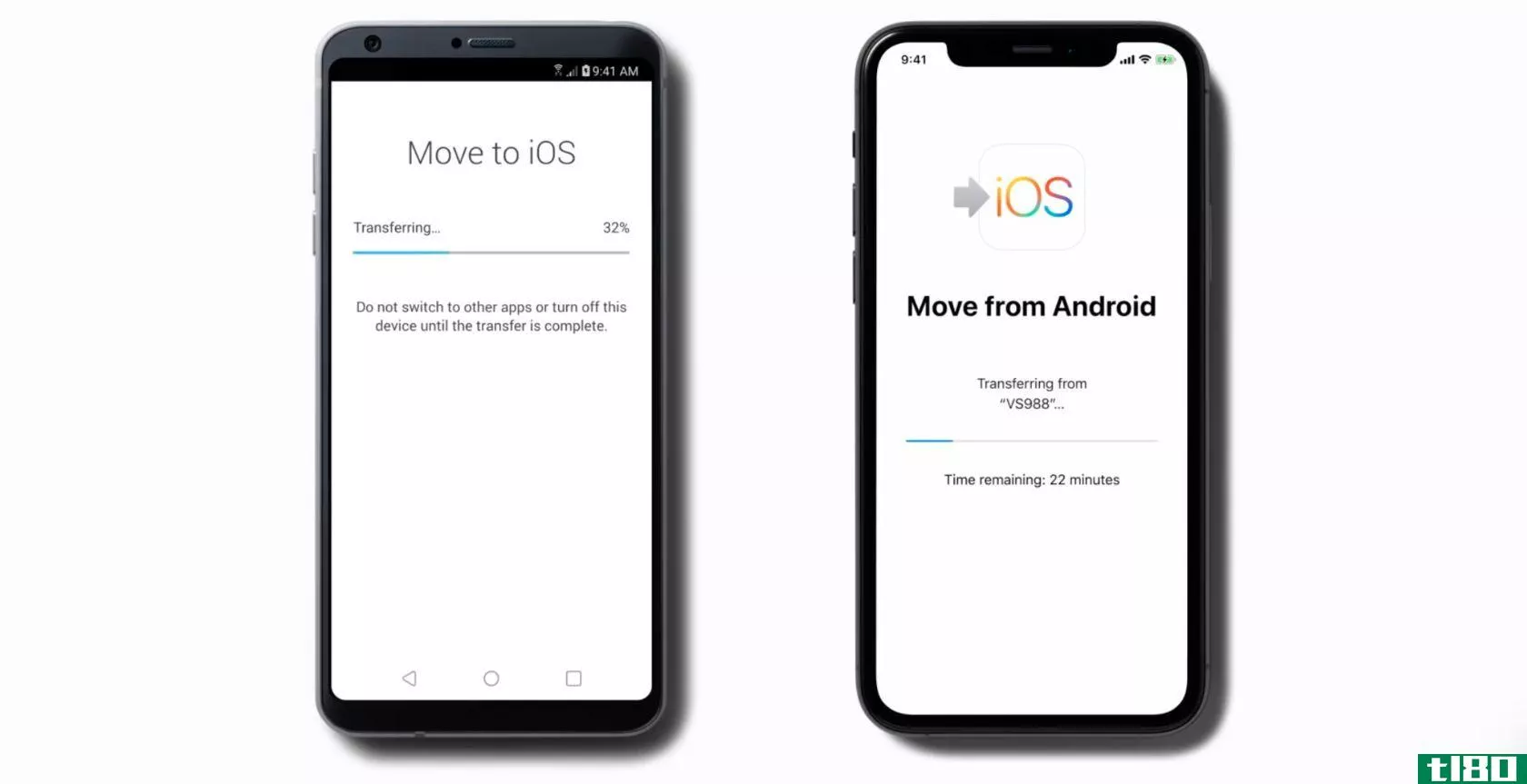Move to iOS data transfer bar on iPhone and Samsung phone