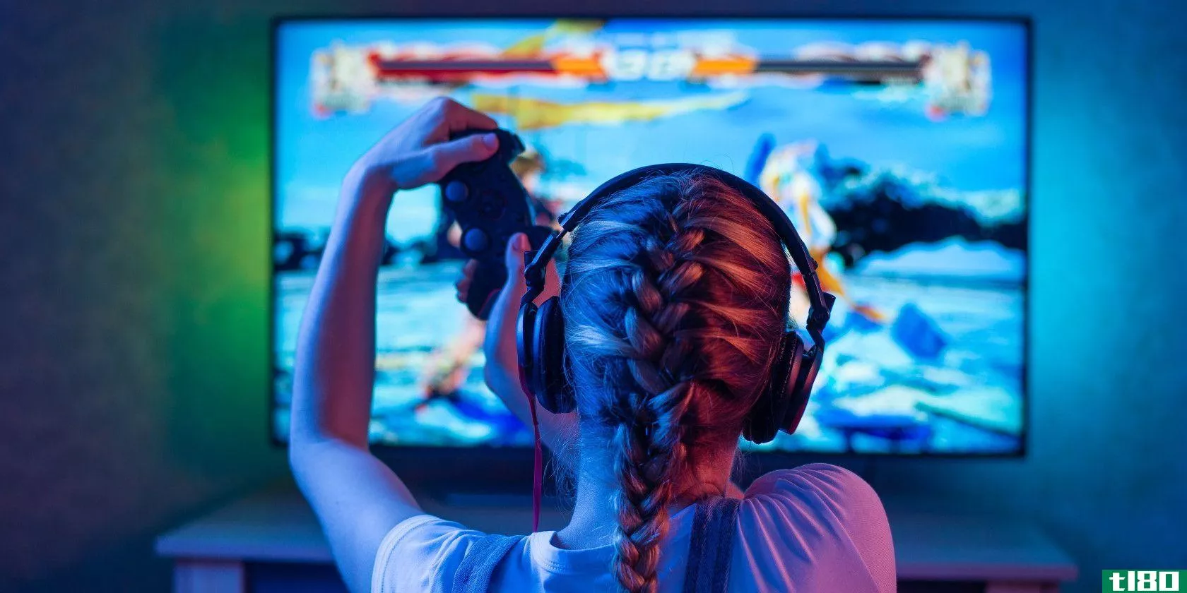Girl streaming a video game on TV
