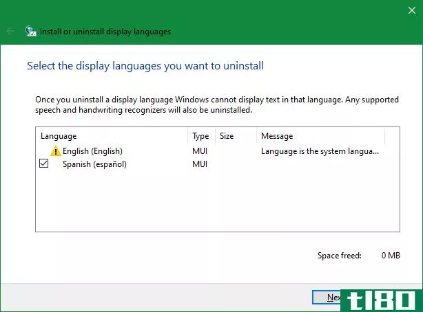 Windows Uninstall Language