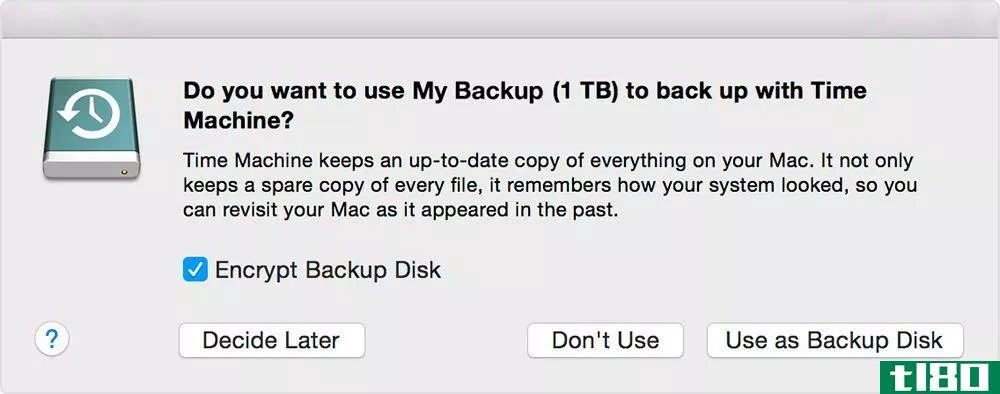 Use Disk for Time Machine prompt on Mac