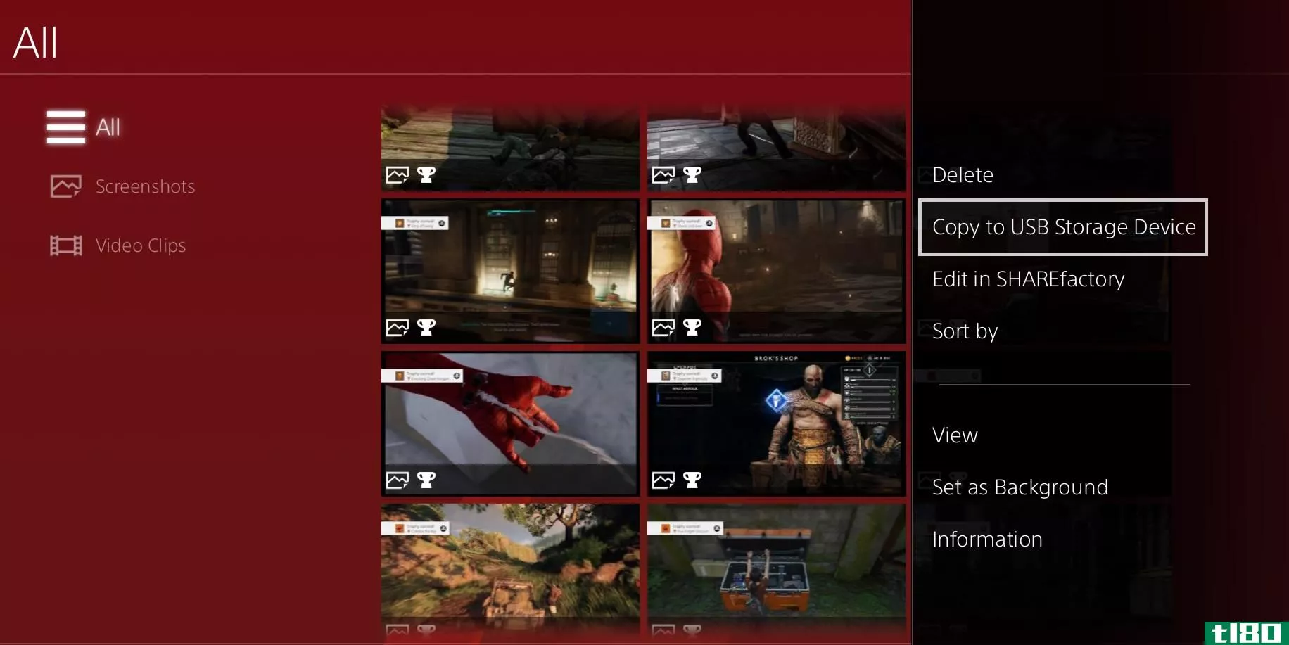 Copy PS4 screenshots to a USB drive