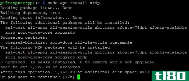 Install xrdp RDP client on the Raspberry Pi