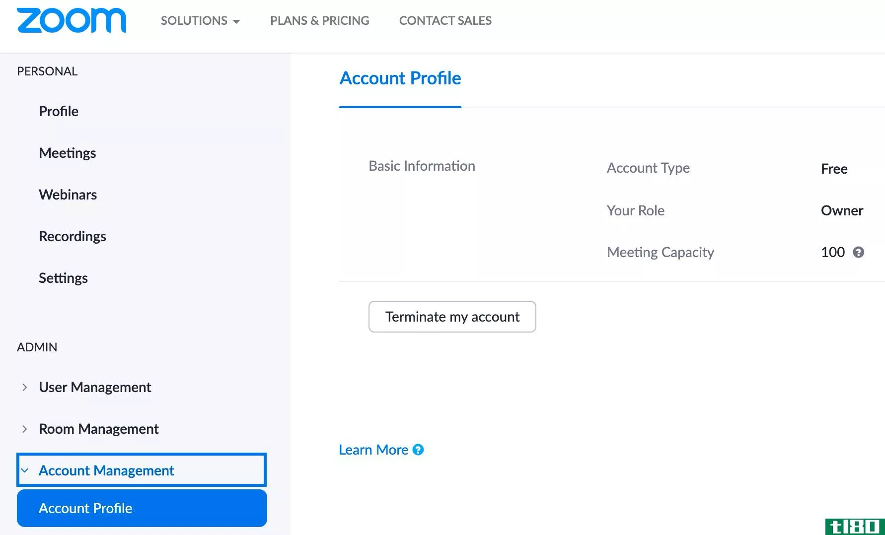 Zoom account profile settings