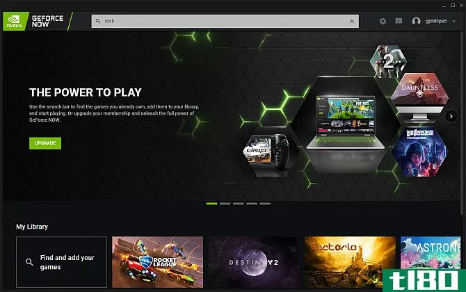 Nvidia GeForce Now home