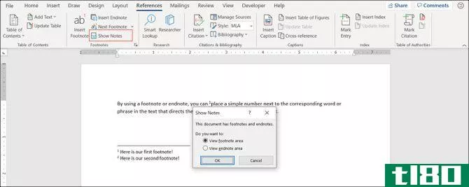 Show Notes Button in Word