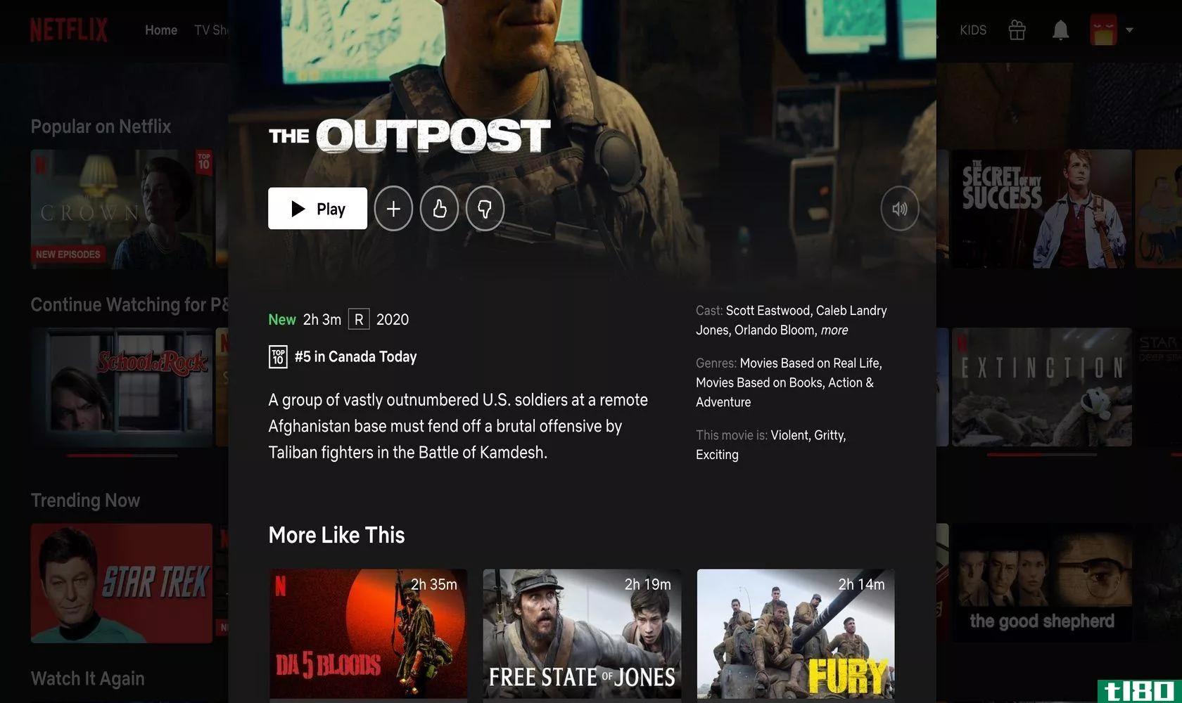 screenshot of Netflix screen