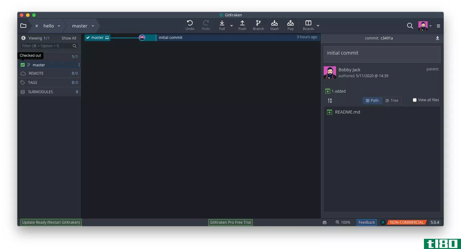 Gitkraken screenshot showing active branch