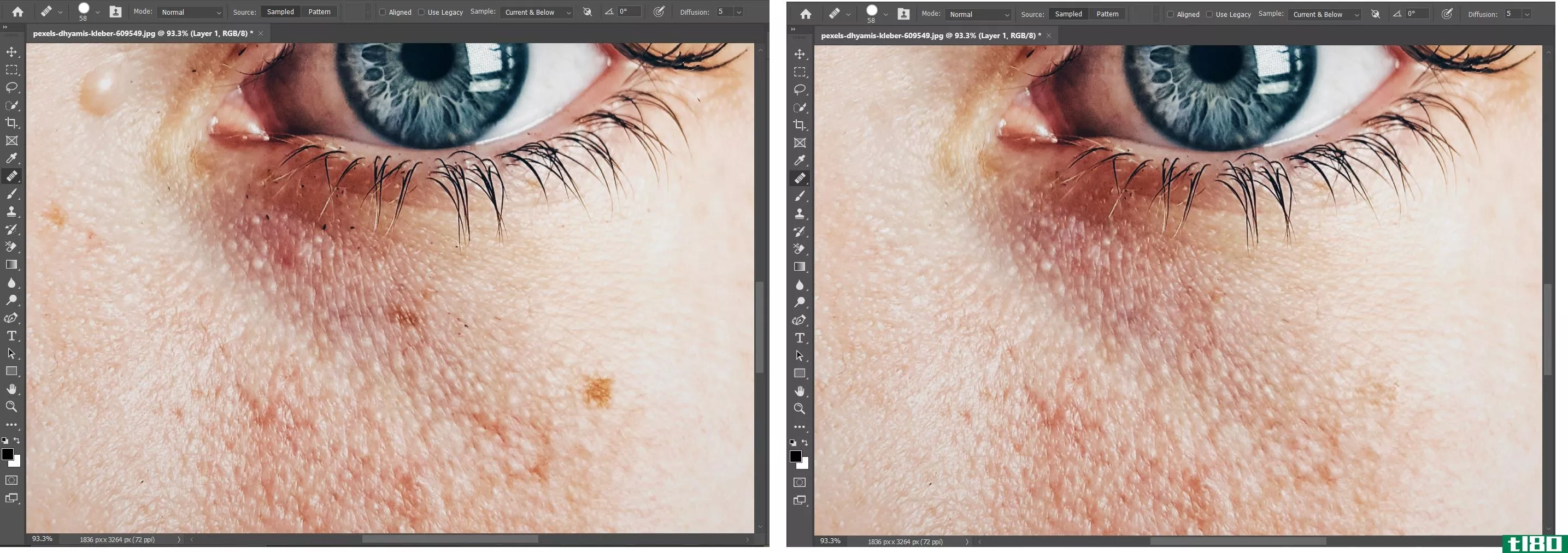 Close up of a woman's eye in Photoshop