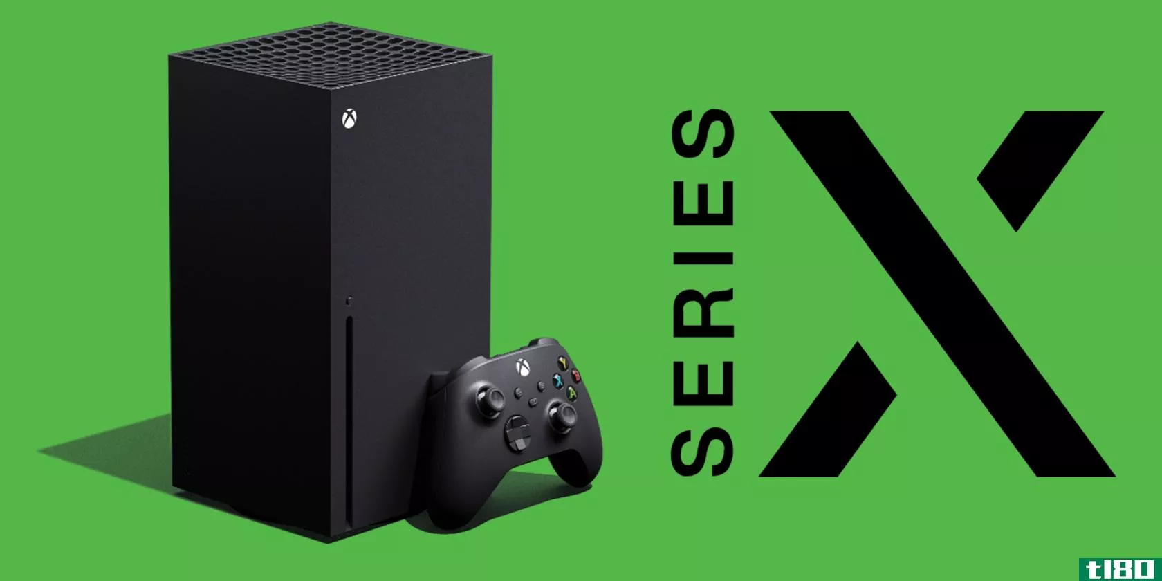 xbox series x with logo on a green background